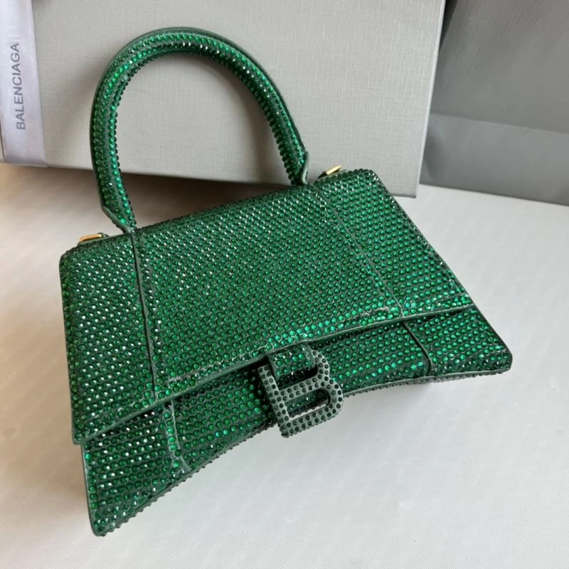 Bling Green Rhinestone Hourglass Bag with  B Buckle Contemporary 70090