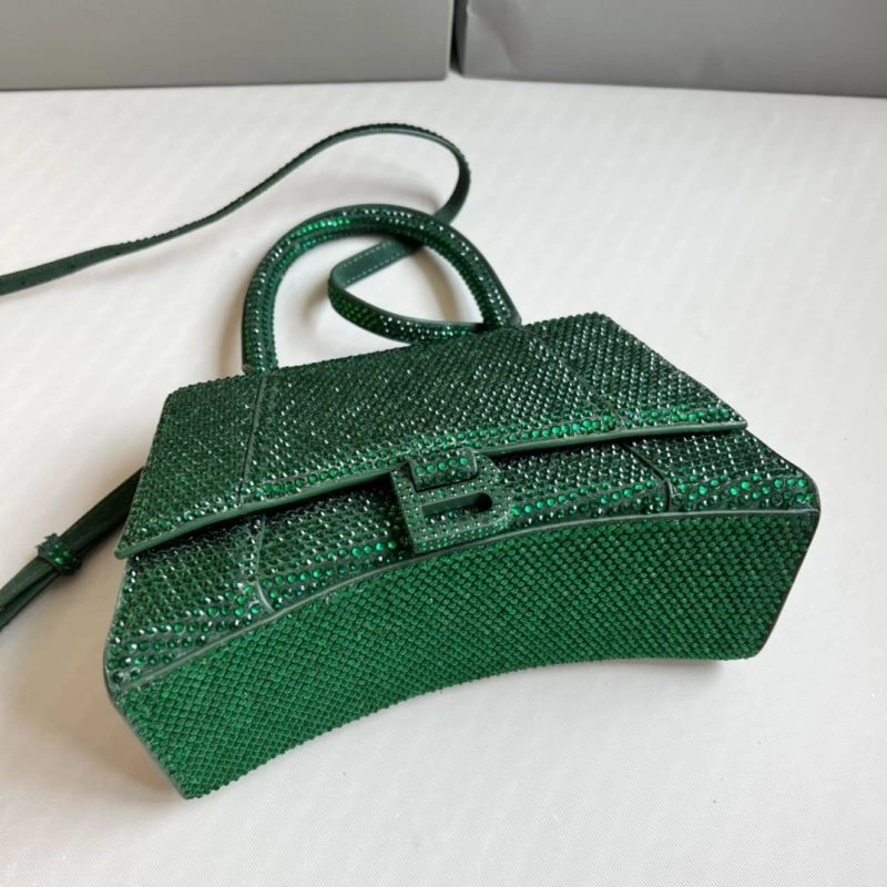 Bling Green Rhinestone Hourglass Bag with  B Buckle Contemporary 70090