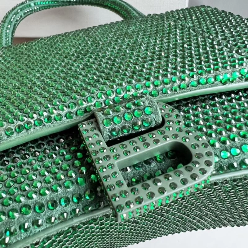 Bling Green Rhinestone Hourglass Bag with  B Buckle Contemporary 70090