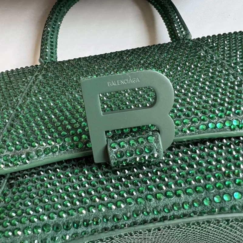 Bling Green Rhinestone Hourglass Bag with  B Buckle Contemporary 70090