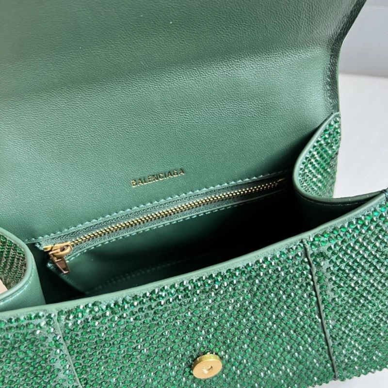 Bling Green Rhinestone Hourglass Bag with  B Buckle Contemporary 70090