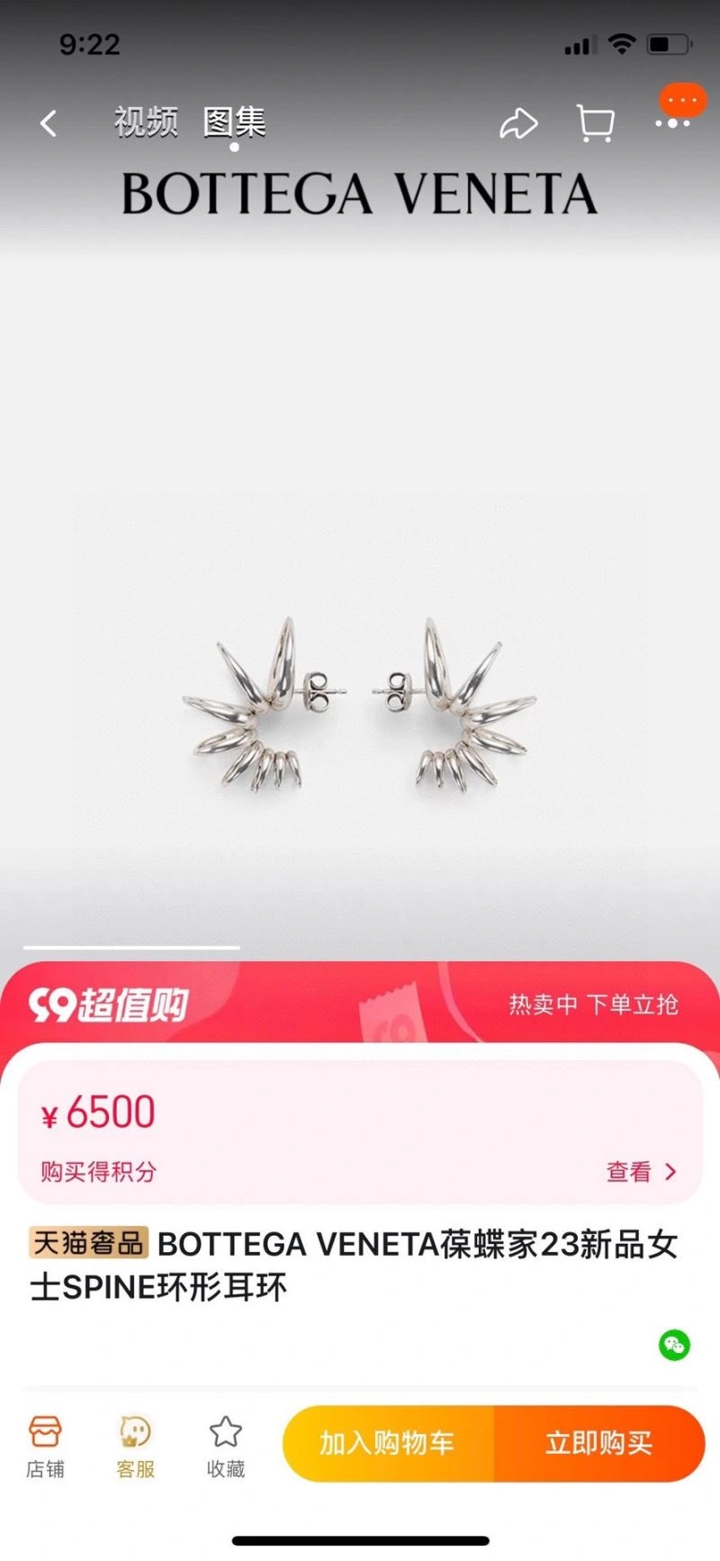 Bottega Veneta Earrings Bright 214679