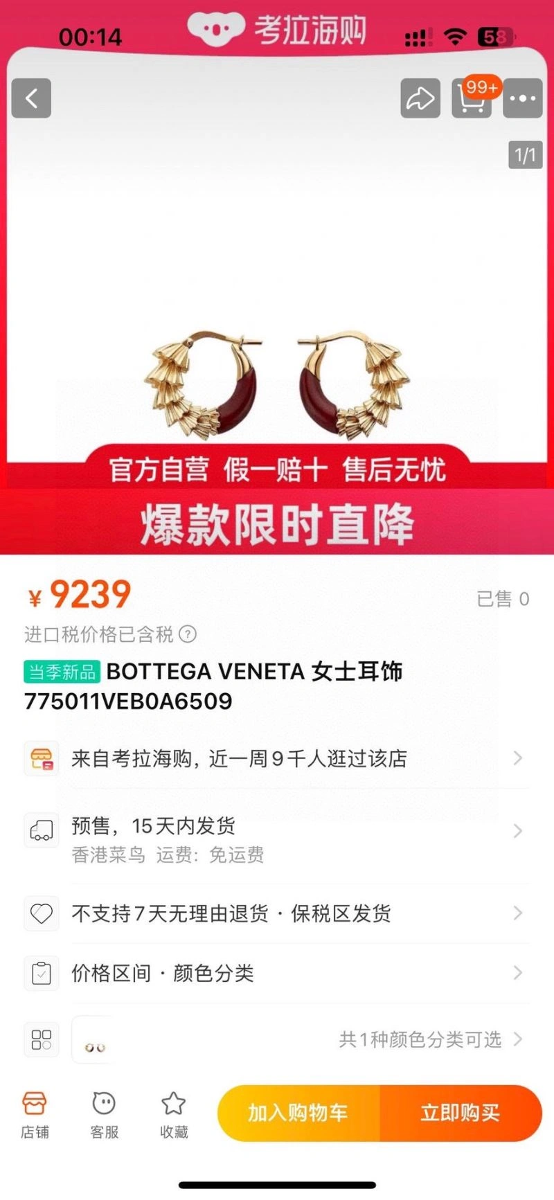 SportInspired Bottega Veneta Earrings 211427