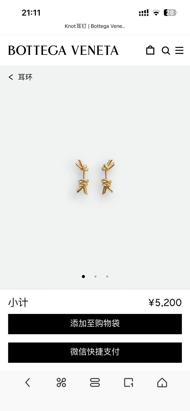 Bottega Veneta Earrings QuickDry 208887