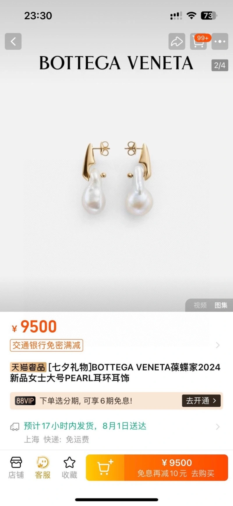 Bottega Veneta Earrings DailyWear 208179