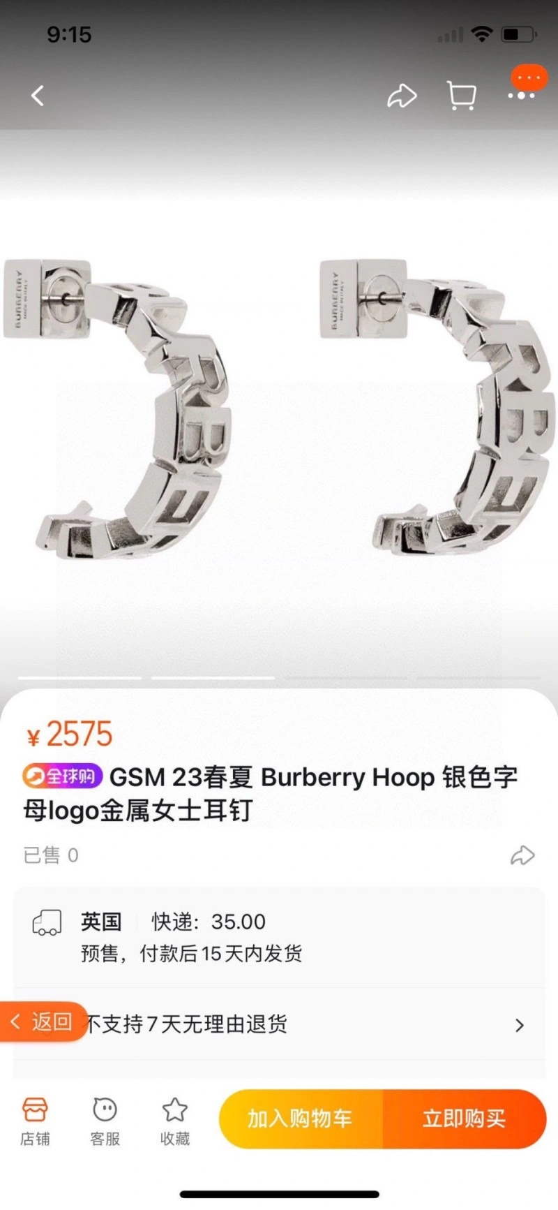 Burberry Earrings HighQuality 208149