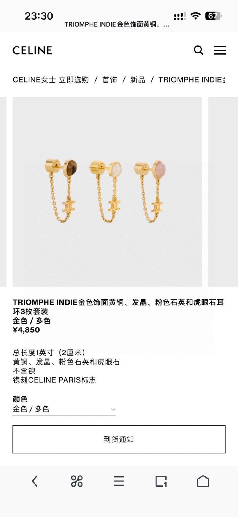 Celine Earrings Vibrant 218338