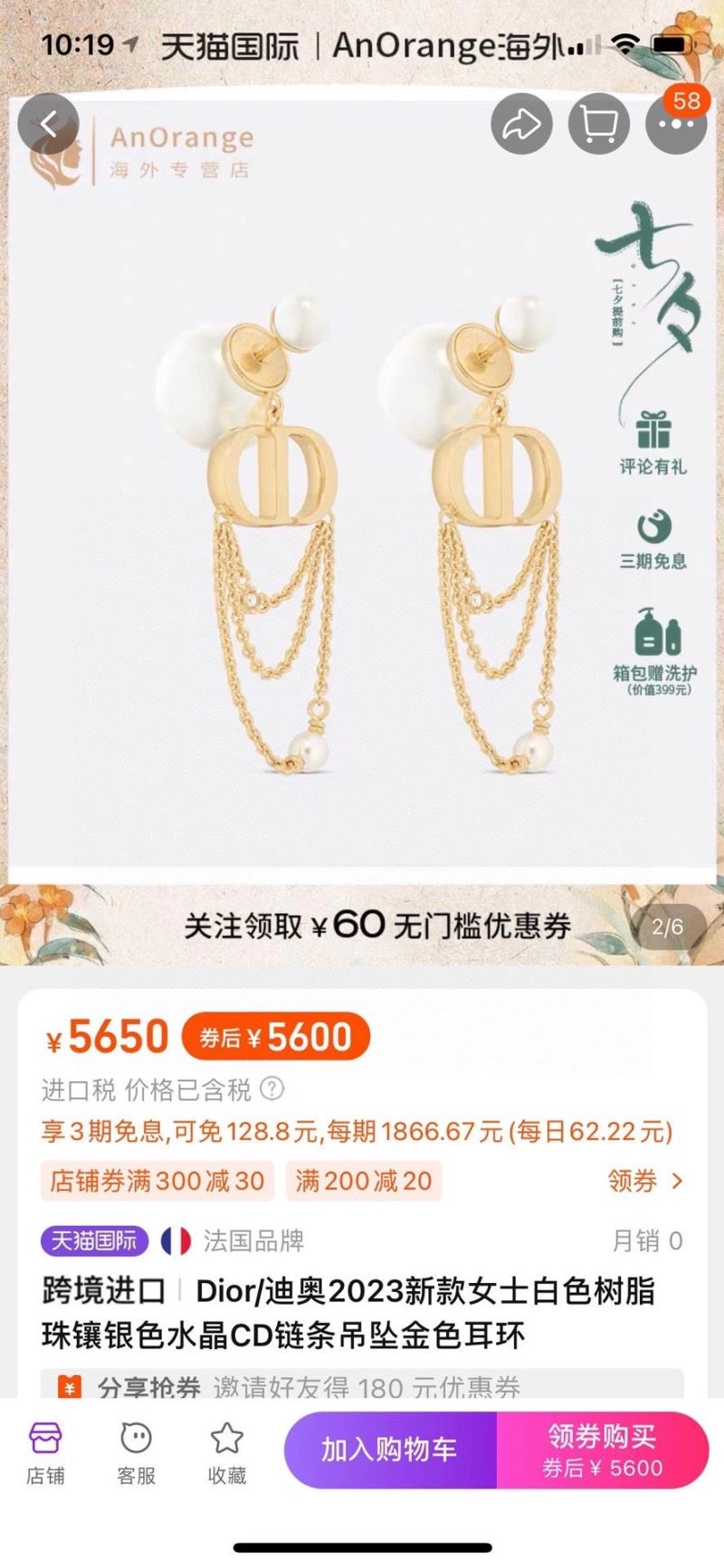 SmoothTexture Christian Dior Earrings 236153