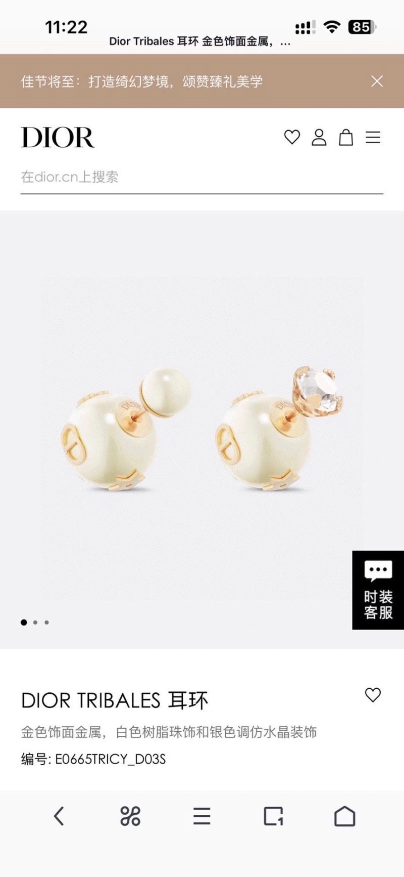 Christian Dior Earrings SunProtective 235560