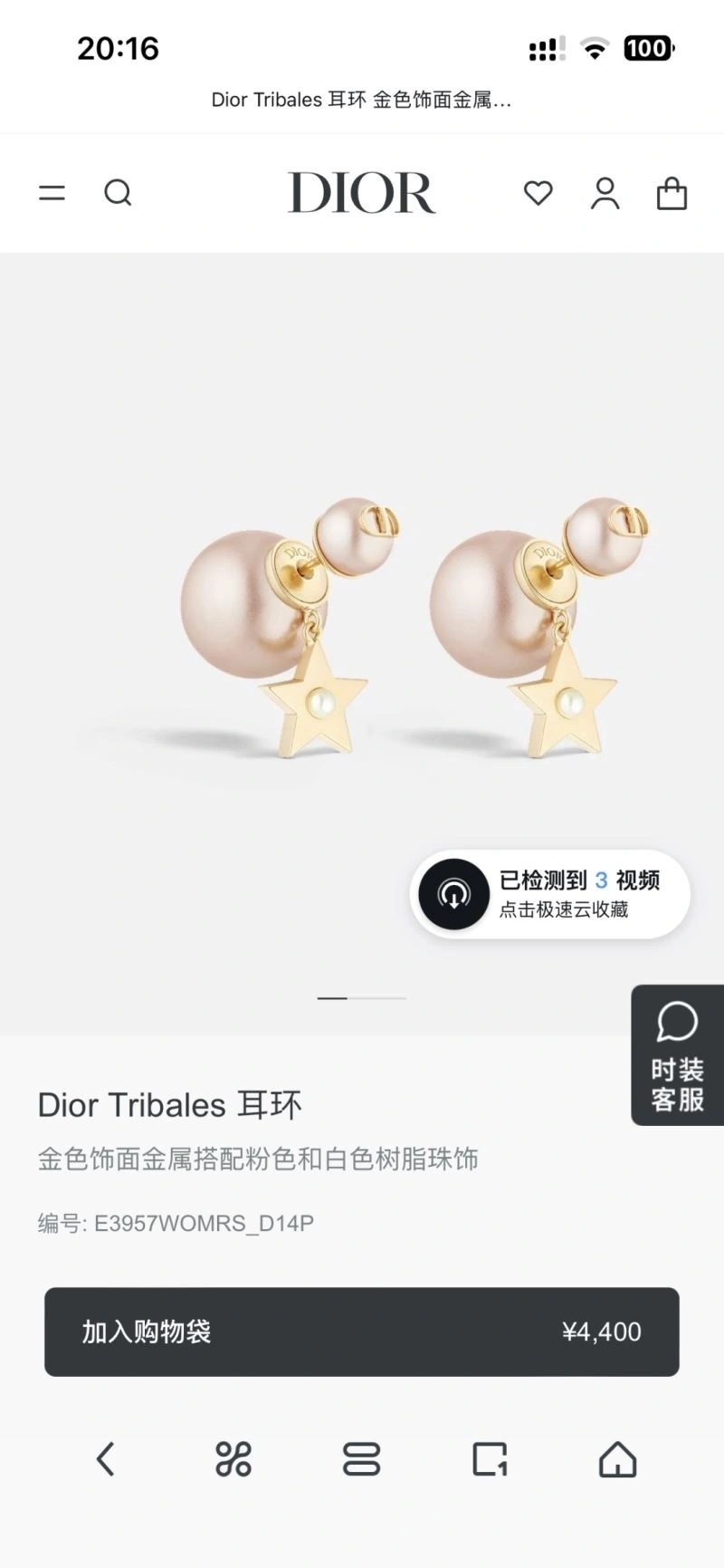 Christian Dior Earrings Sleek 233512