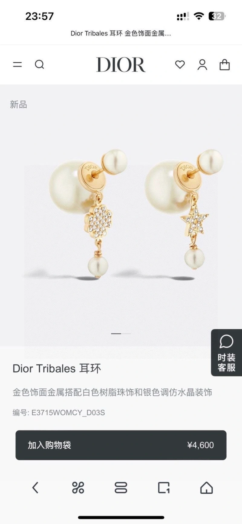Popular Christian Dior Earrings 233486