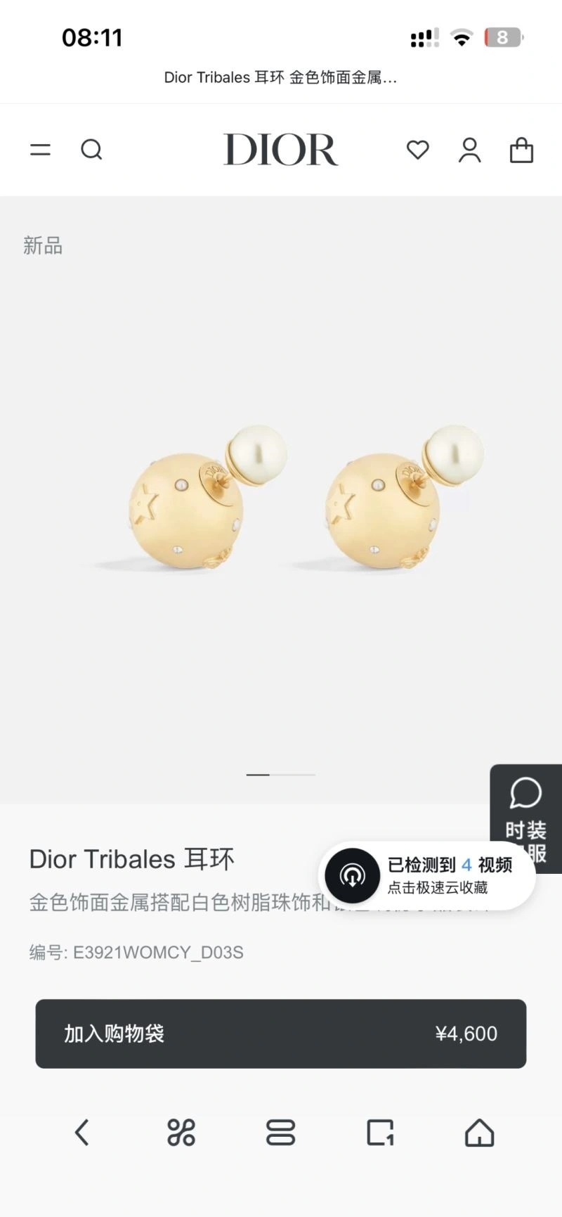 Unisex Christian Dior Earrings 233172