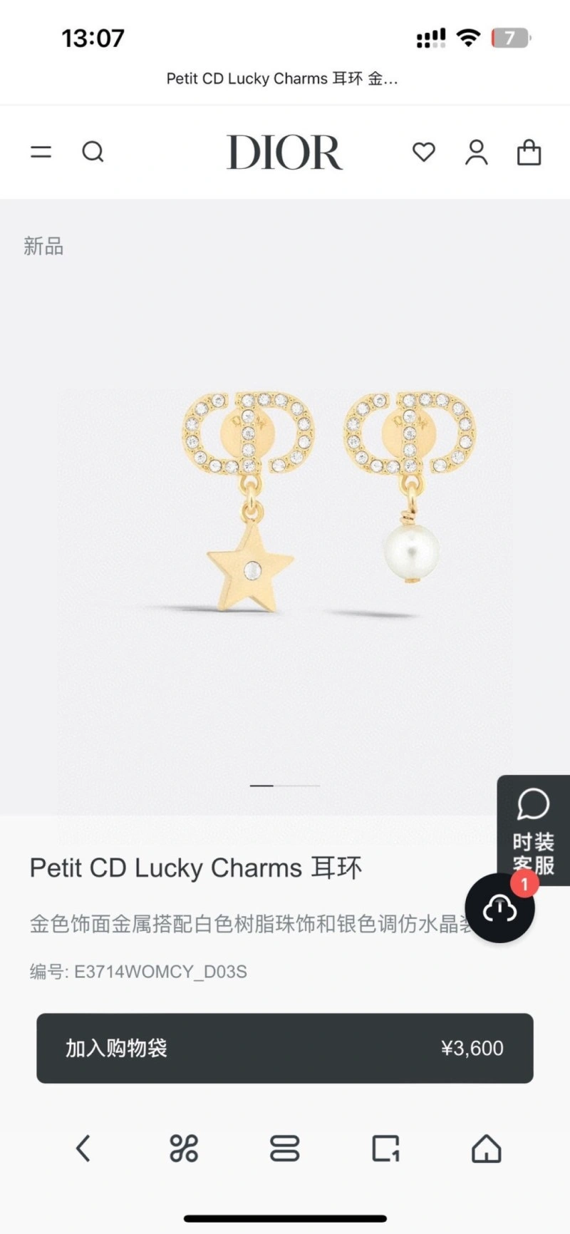 Christian Dior Earrings Resilient 233112