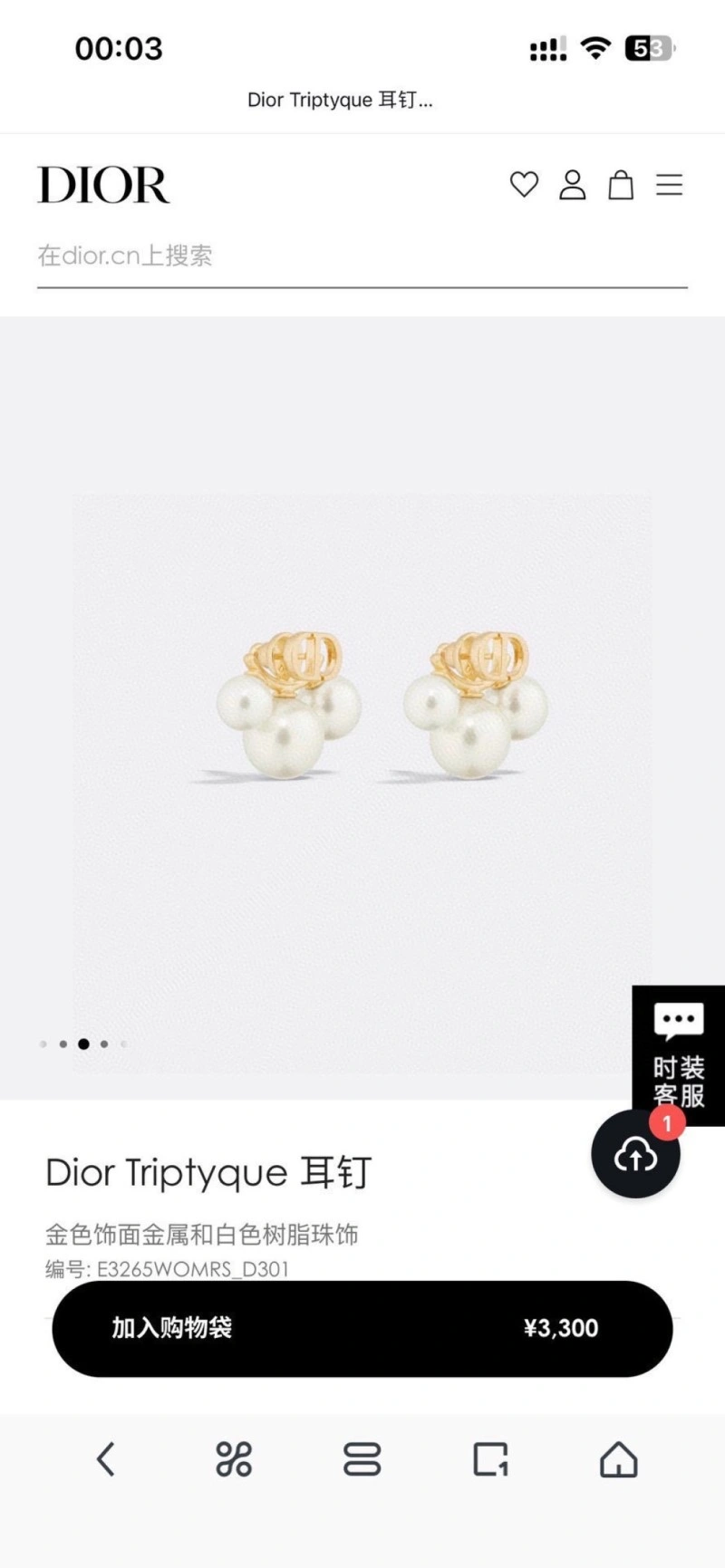 Christian Dior Earrings Practical 232760