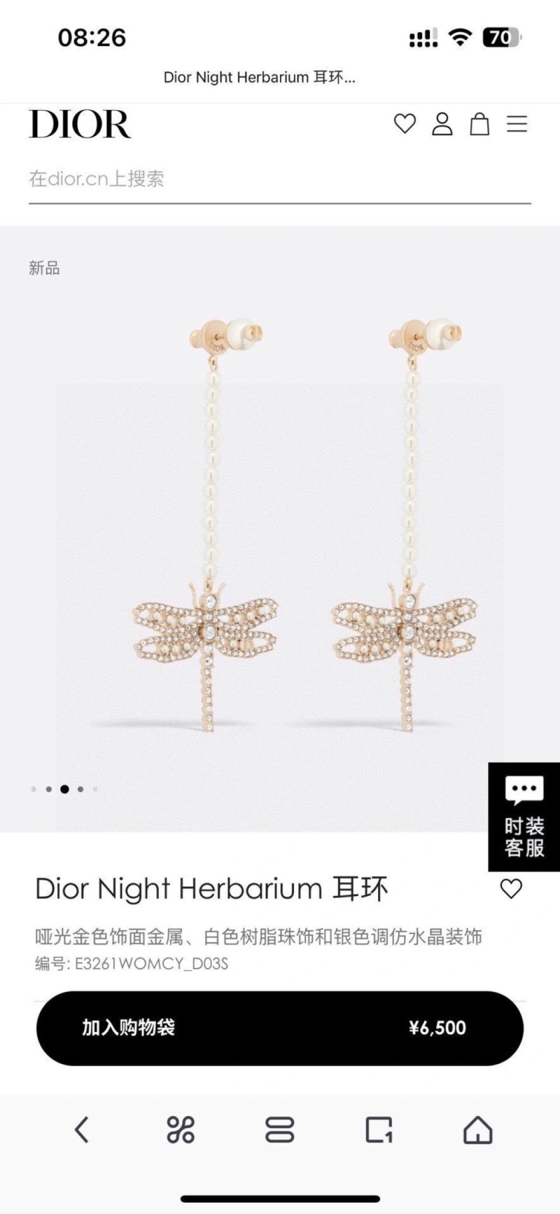 Christian Dior Earrings Sporty 232938