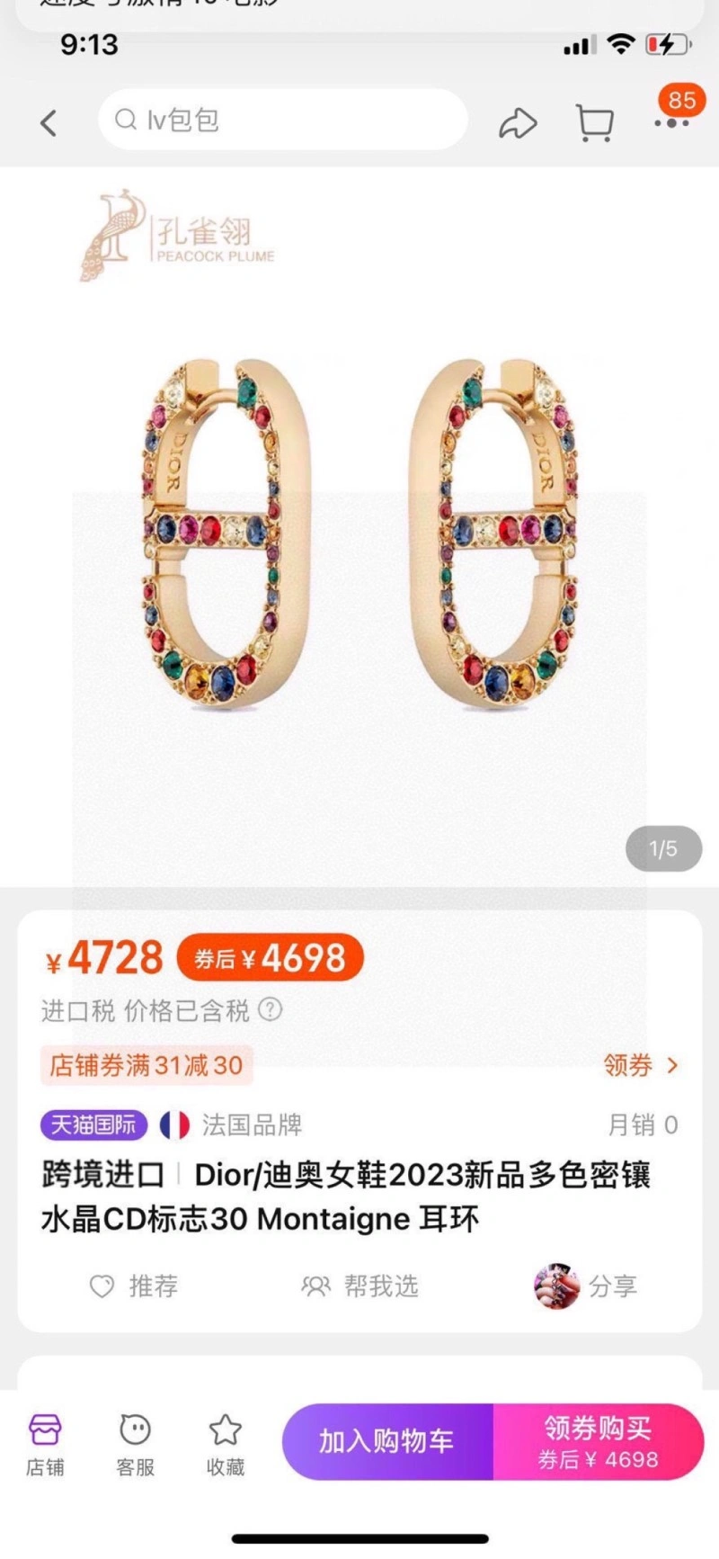 RelaxedFit Christian Dior Earrings 232605