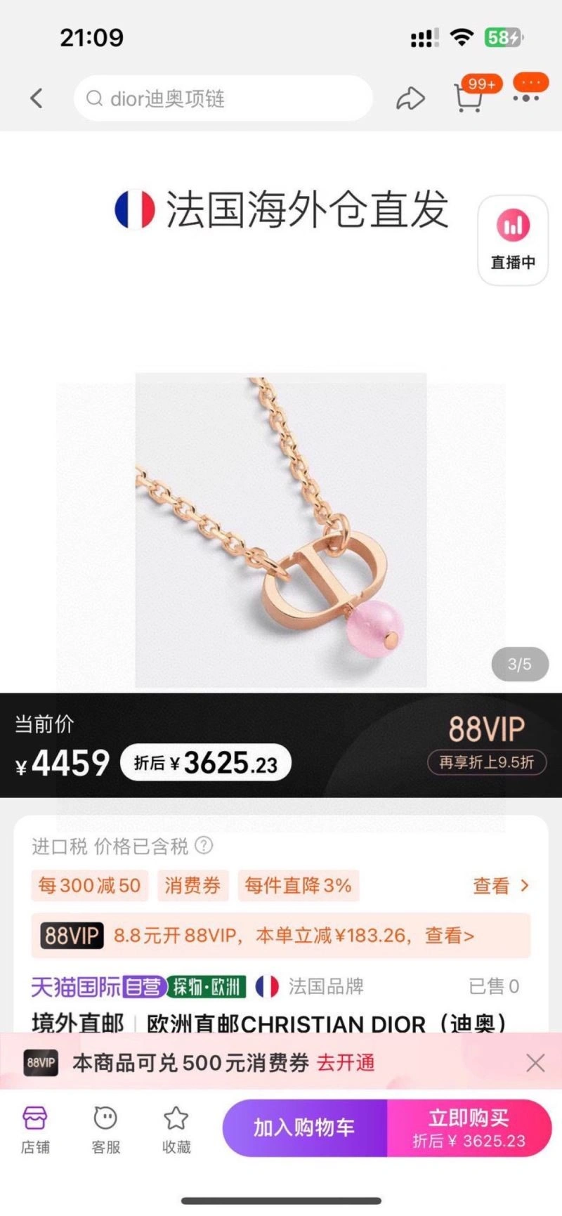 Christian Dior Necklaces WeatherProof 233047