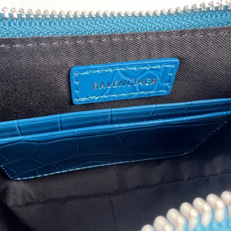 Bold Crocodile Blue Le Cagole Mini Chain Motorcycle Bag with Rhinestones 78816
