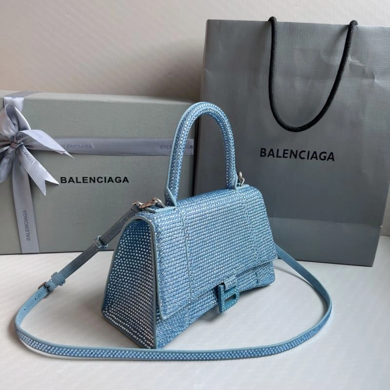 Diamante Hourglass Bag in Water Blue with B-Shaped Buckle Trendy 70054