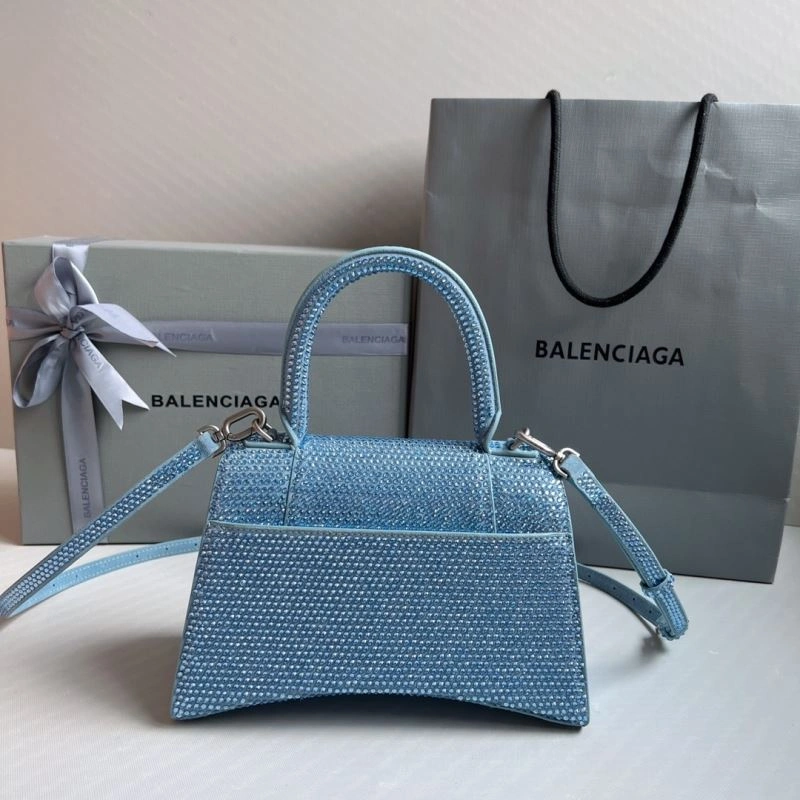 Diamante Hourglass Bag in Water Blue with B-Shaped Buckle Trendy 70054