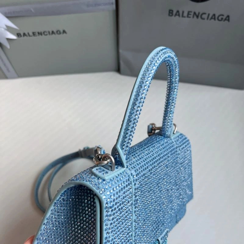 Diamante Hourglass Bag in Water Blue with B-Shaped Buckle Trendy 70054