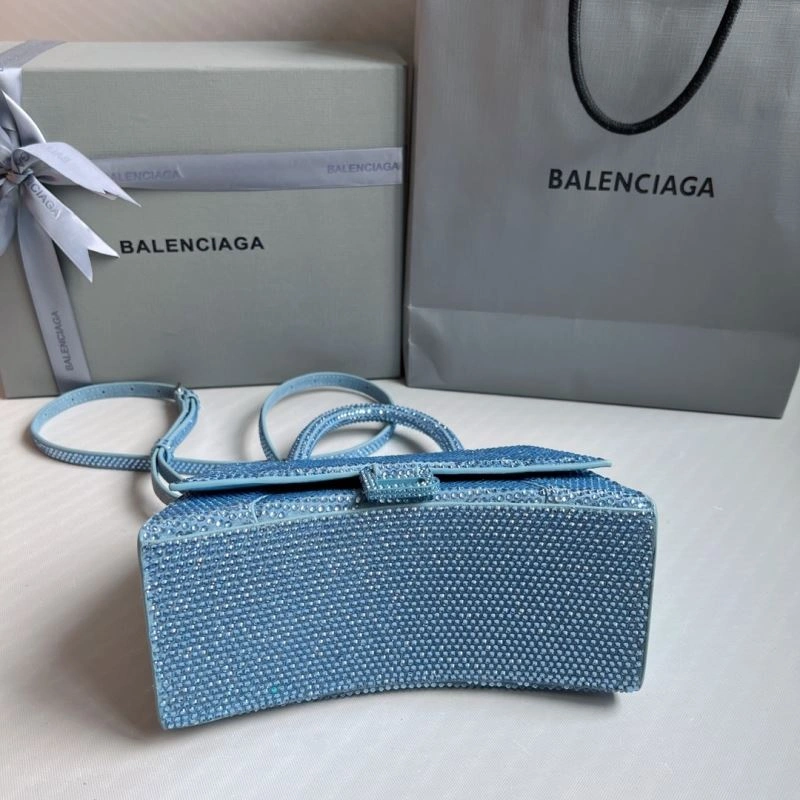 Diamante Hourglass Bag in Water Blue with B-Shaped Buckle Trendy 70054