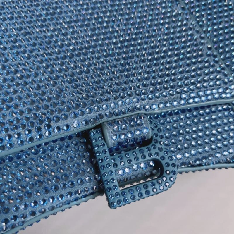 Diamante Hourglass Bag in Water Blue with B-Shaped Buckle Trendy 70054