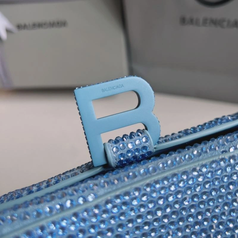 Diamante Hourglass Bag in Water Blue with B-Shaped Buckle Trendy 70054