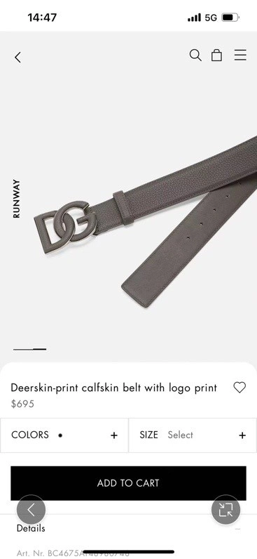 Popular Dolce Gabbana Belts 285441