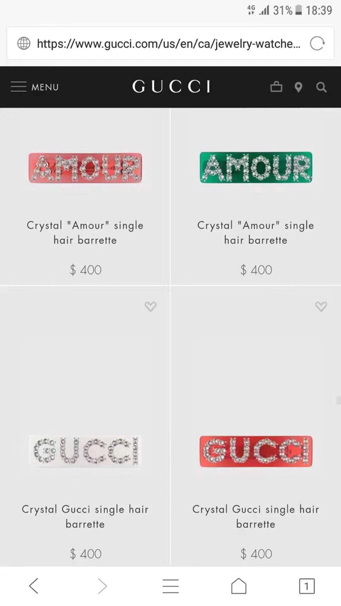 QuickDry Gucci Hairpins 245427