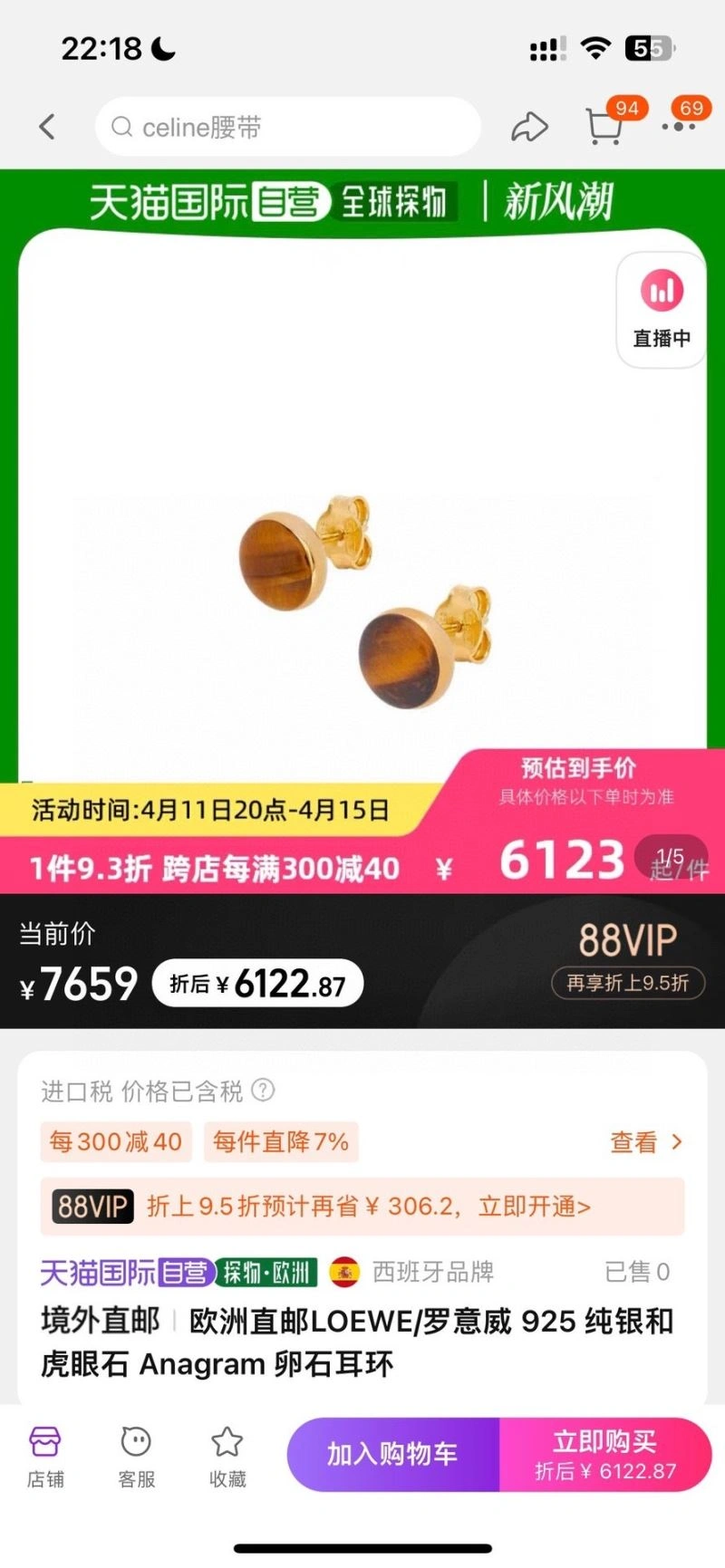 Flexible Loewe Earrings 214163