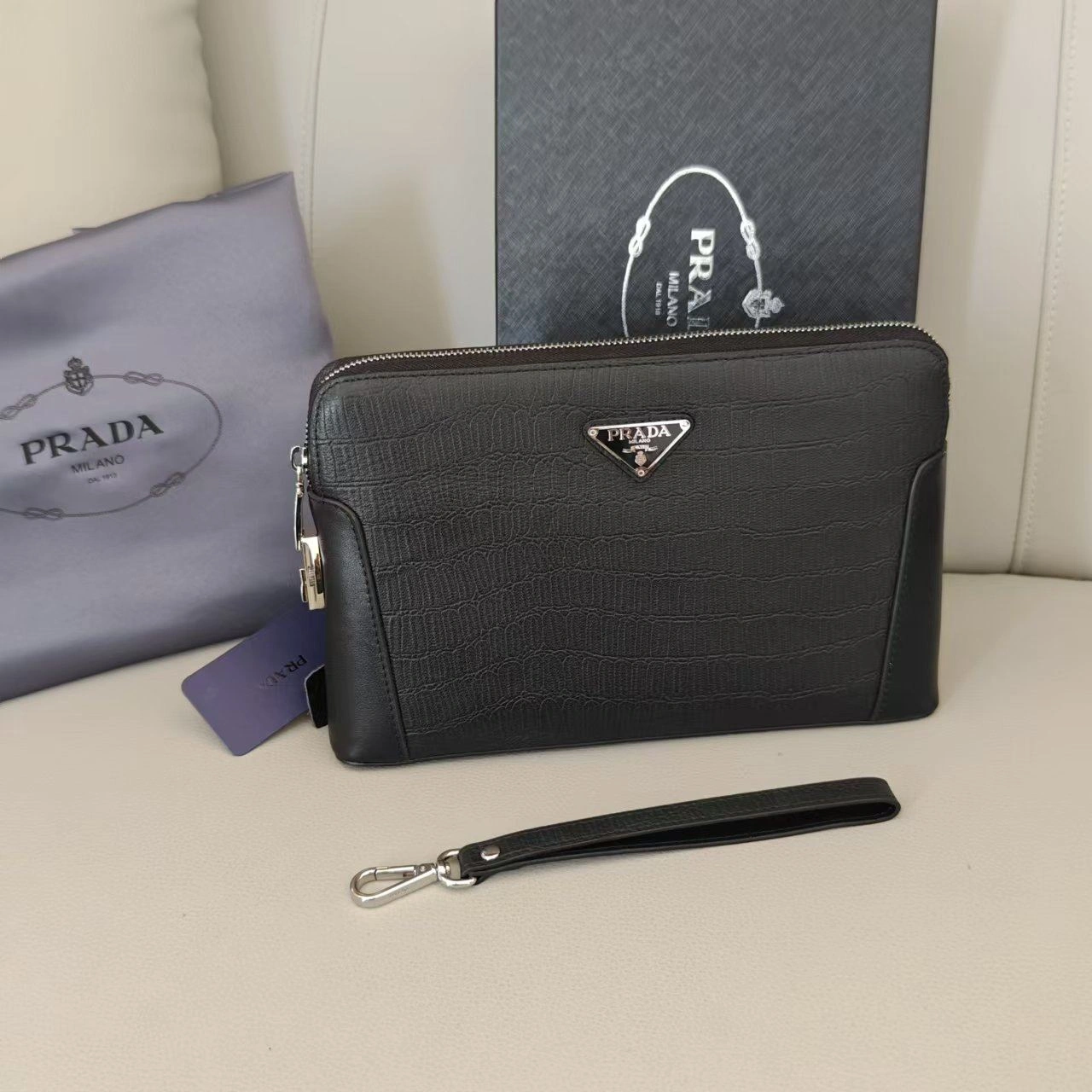 Mens Prada Clutch Bags Durable 92347