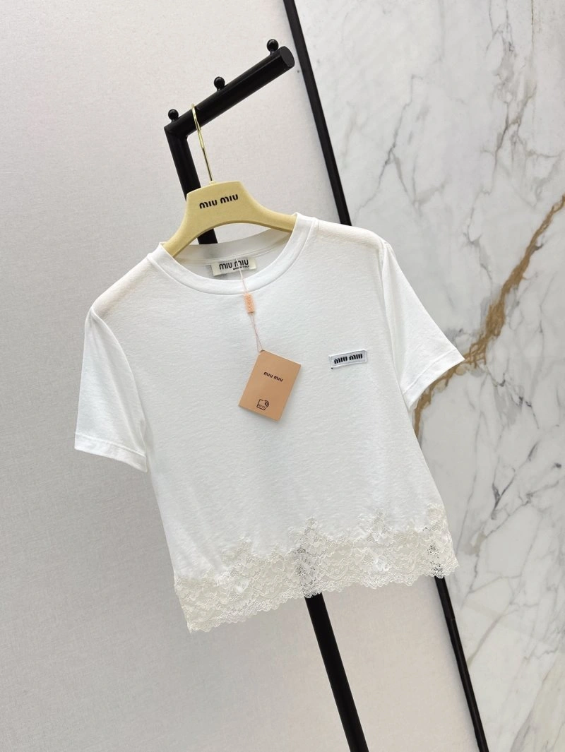 Miu Miu T-Shirts Breathable 148419