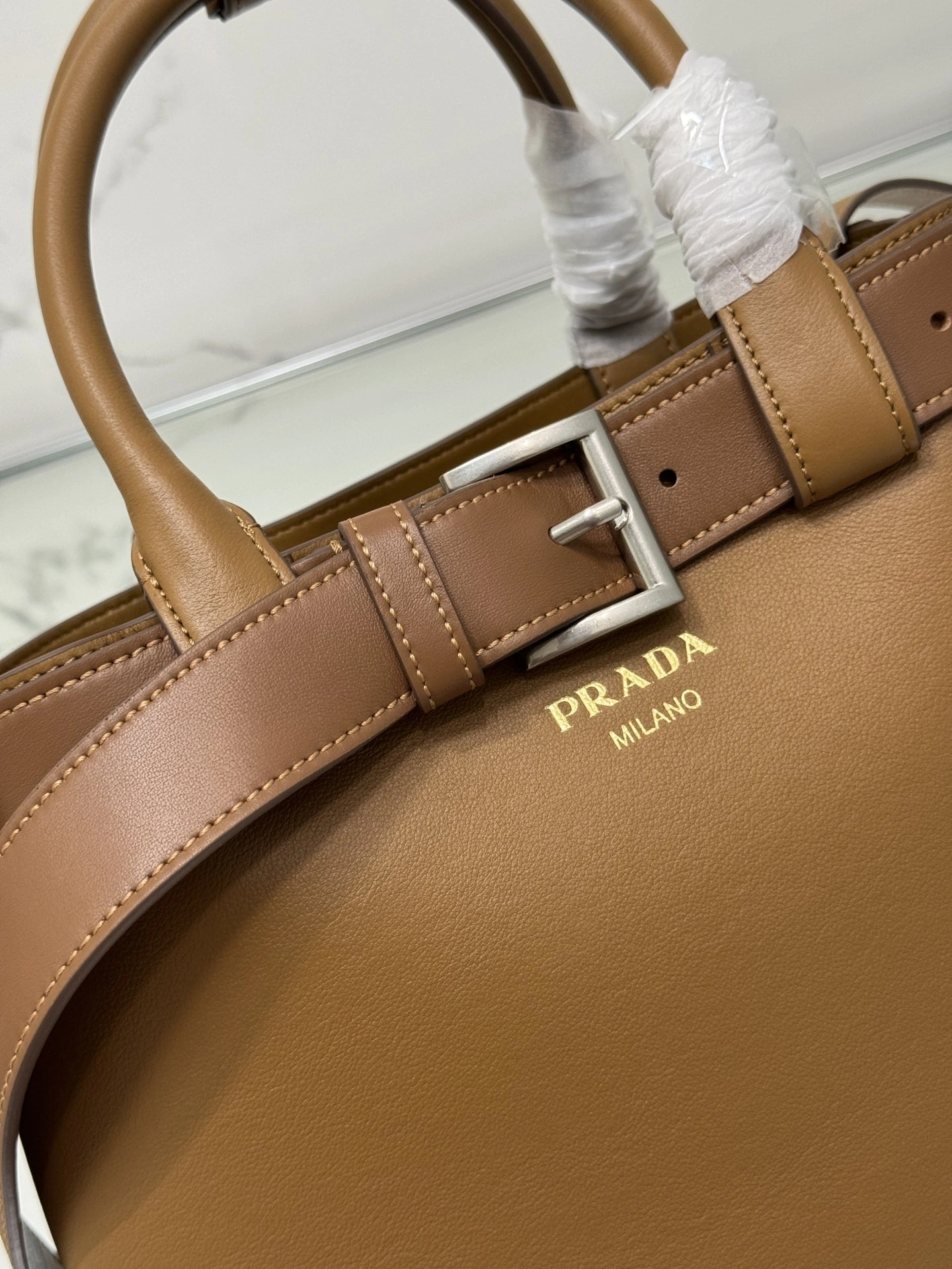 Prada Top Handle Bags Breathable 73634