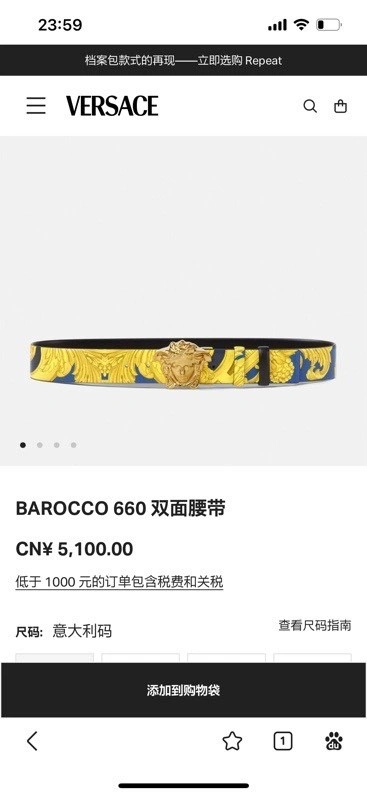Versace Belts Flexible 305713